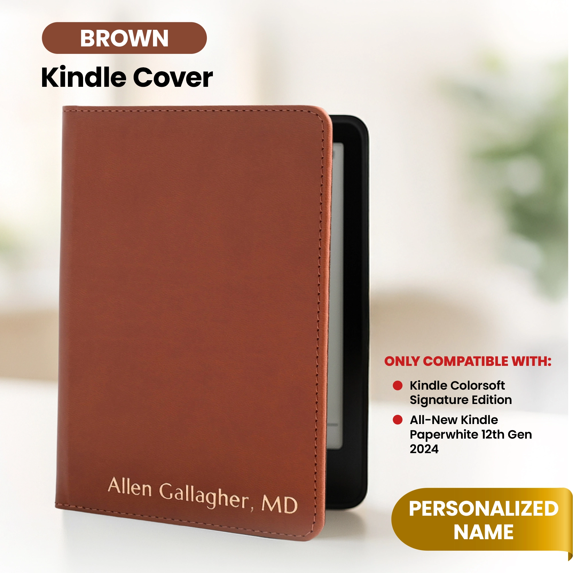 Kindle Leather Case- Brown